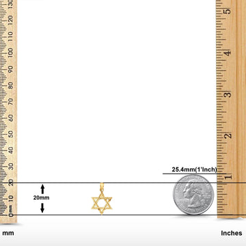 14K Yellow Gold Real Beautiful Star of David Charm Pendant 0.8gram 17X15mm